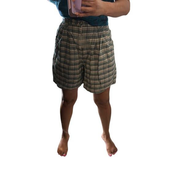 Vintage Partners plaid front pleated 90s high waisted Bermuda lpreppy shorts - Picture 7 of 9